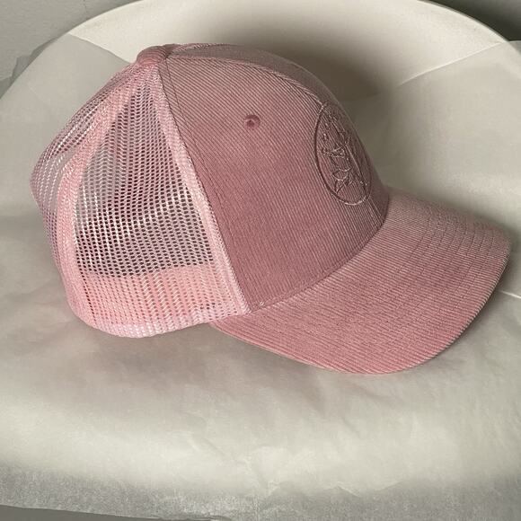 Pit Bull Cambridge Pink Corduroy Mesh Trucker Hat Y2K Embroidered Celestial Boho - Picture 3 of 7